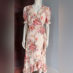 A Loves A- Floral Wrap Midi Dress